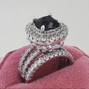 S925 Black Stacked Halo Ring
